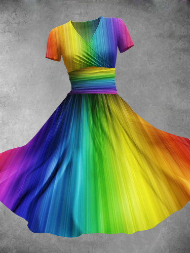 Women's Ggbt Rainbow Gradient Art Print Design Maxi Dress