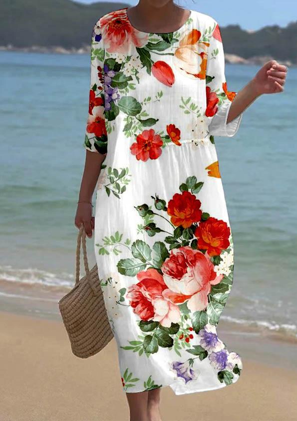 Women's Short Sleeve Floral Pattern Resort Dress