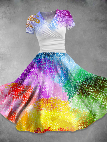 Rainbow   Art  Print Casual Dress