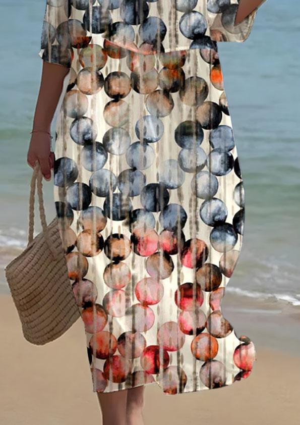 Women's Watercolor Floral Pattern Short Sleeve Resort Dress