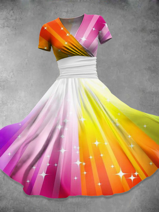 Rainbow Gradient  Art  Print Casual Dress