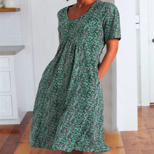 Small Fresh Large Size Women's Floral Mid-Length Dress