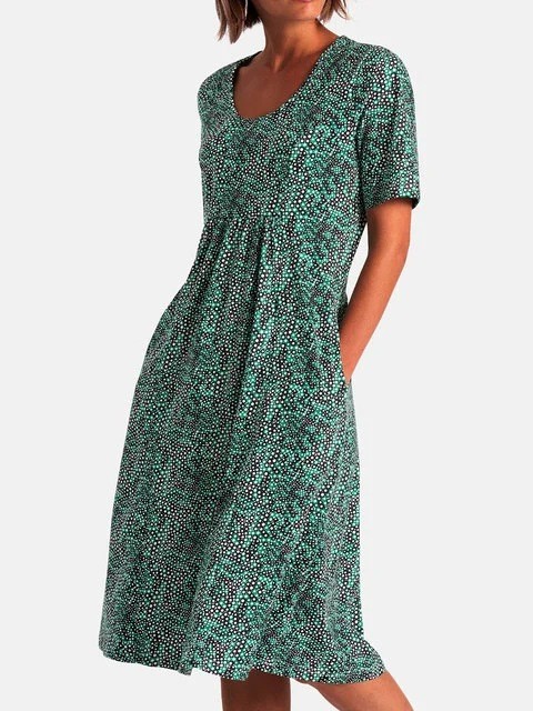 Small Fresh Large Size Women's Floral Mid-Length Dress