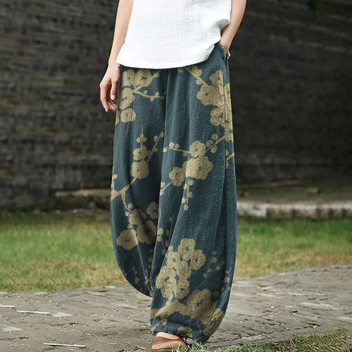 Women's Floral Pattern Loose Casual Pants