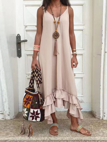 Vintage Layered Sleeveless Comfy Maxi Dress