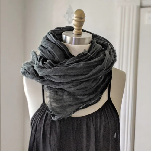 Vintage Solid Pleat Cotton Linen Comfy Shawl