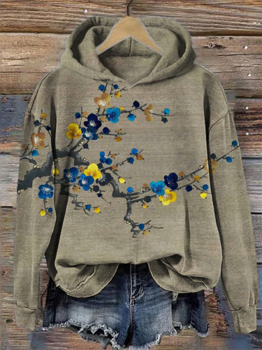 Colorful Plum Blossom Japanese Embroidery Art Hoodie