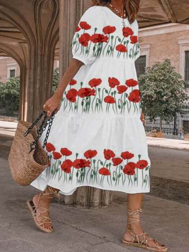 Women's Floral Print Vintage Dress