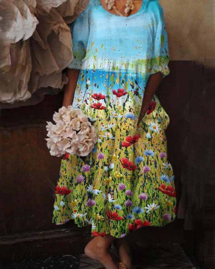 Poppy Casual Short-sleeved Midi Dress