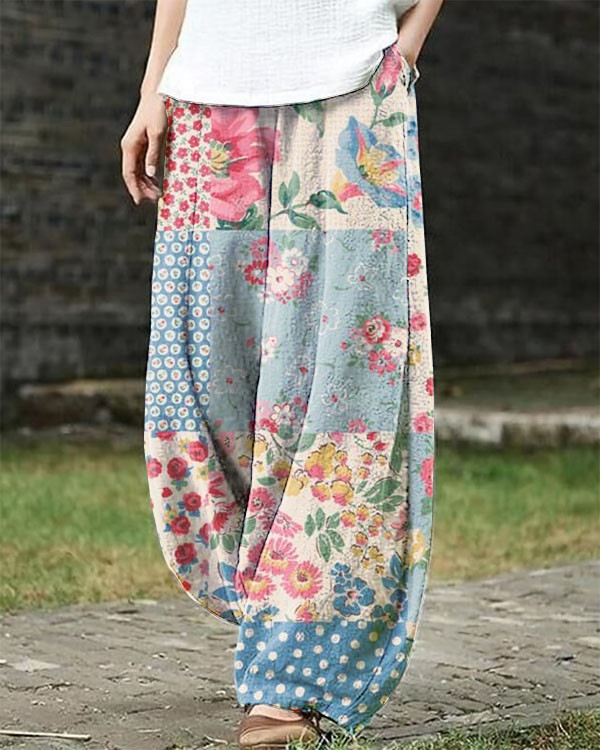 Women's Vintage Loose Bohemian Floral Pants