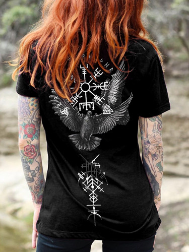 Retro Tribal Pigeon Viking Ethnic Graphics Ladies' T-Shirt