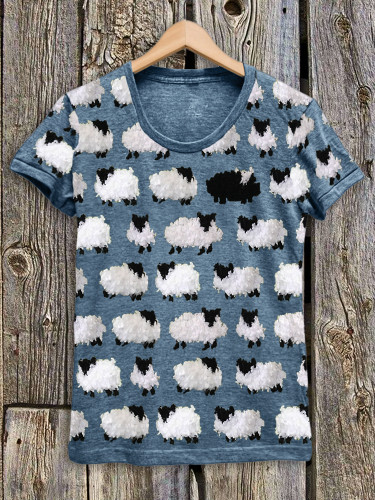 Vintage Sheep Fleece Pattern Comfy T Shirt