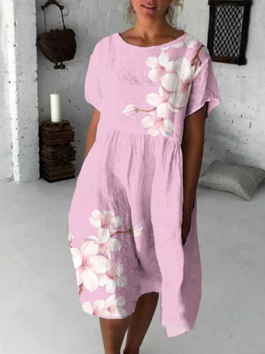 Vintage Cherry Blossom Japanese Flowy Midi Dress