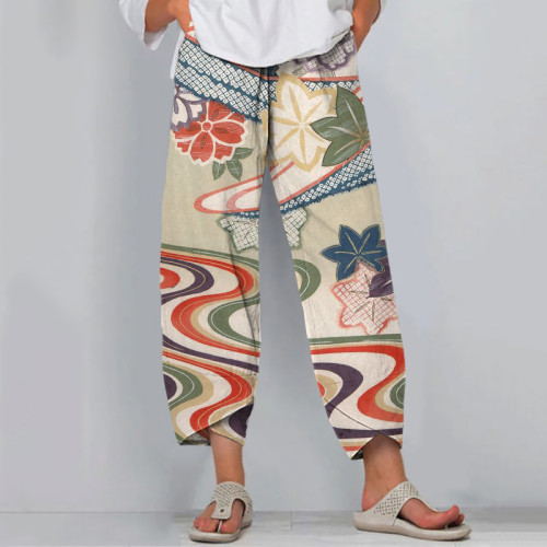 Japanese Art Print Casual Pants