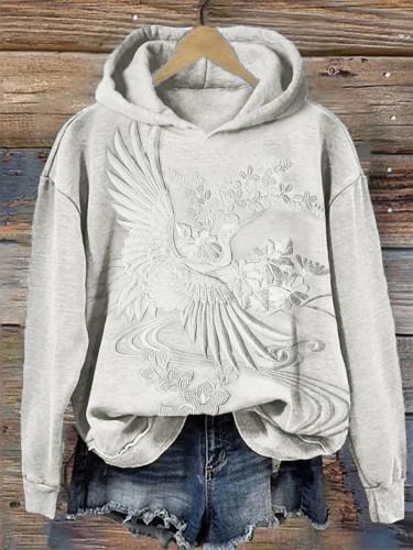 Classy Cranes Japanese Embroidered Hoodie