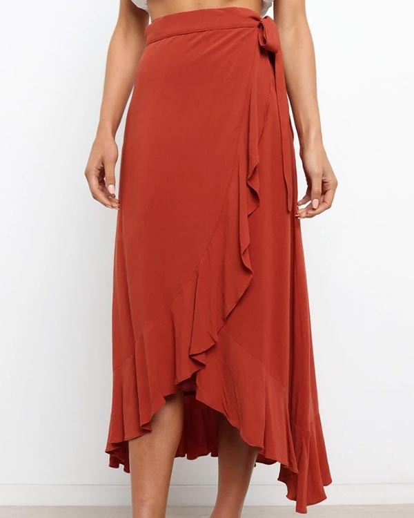 One Piece Strappy Long Skirt Irregular Solid Color Skirt