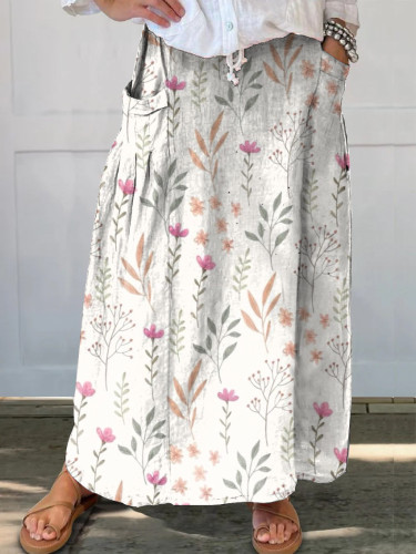 Casual Floral Print Women's Pocket Skirt