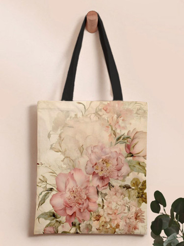 Vintage Chic Floral Print Canvas Shoulder Crossbody Bag