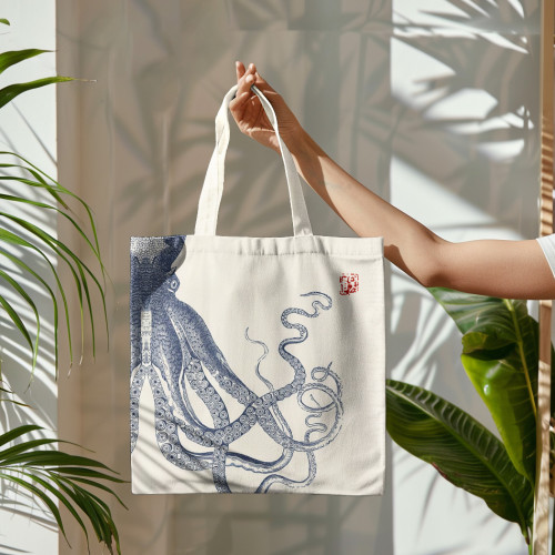 Japanese Art Octopus Graphic Painting Art Canvas Bag