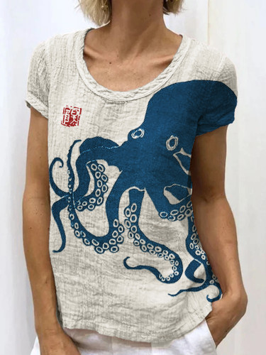 Octopus Japanese Lino Art Linen Blend Tunic