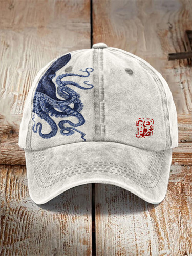 Japanese Art Octopus Pattern Baseball Cap
