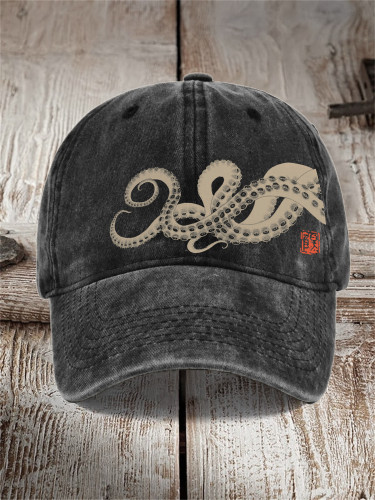 Octopus Tentacles Japanese Art Washed Cap