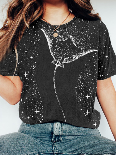 Starry Spotted Eagle Rays Graphic Vintage T Shirt