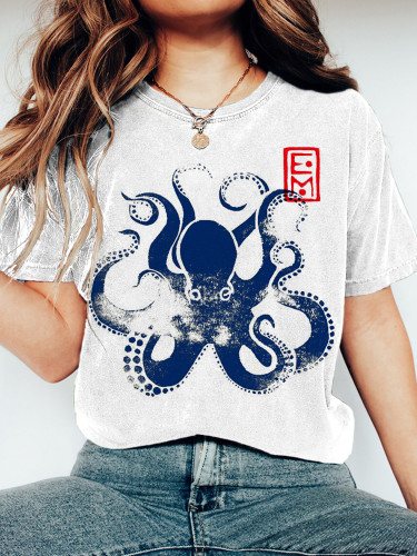 Vintage Japanese Octopus Washed Cotton T-Shirt