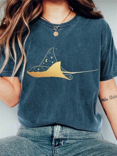 Celestial Skate Gold Art Vintage Washed T Shirt
