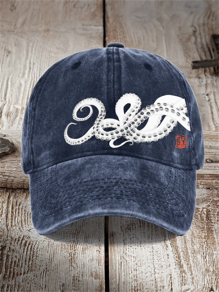 Octopus Tentacles Japanese Art Washed Cap