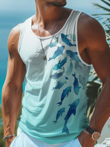 Whale Print Casual Cotton Tank Top