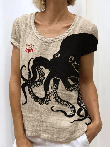 Octopus Japanese Lino Art Linen Blend Tunic