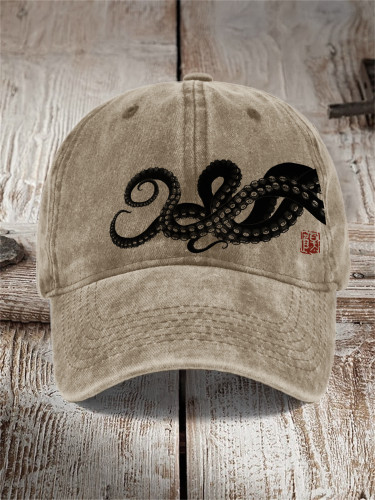 Octopus Tentacles Japanese Art Washed Cap
