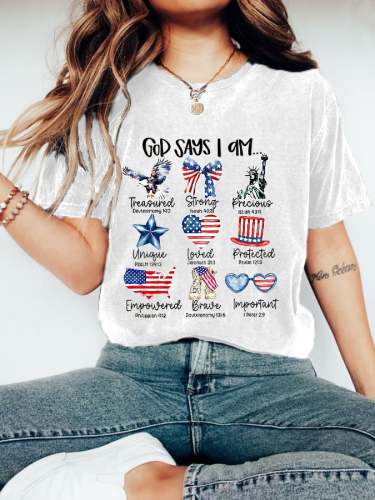 Women's God Says I Am 4th of July Casual Tee