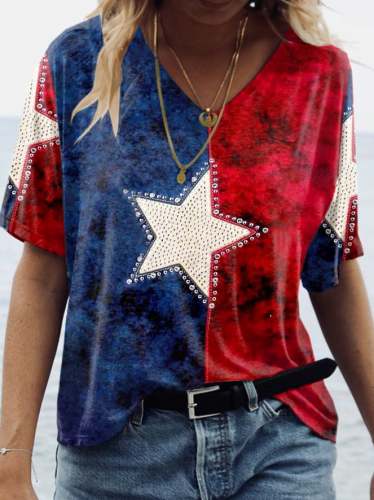 Women's Independence Day Star Art Print T-Shirt