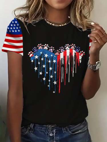 Women's Independence Day Printed Casual T-Shirt