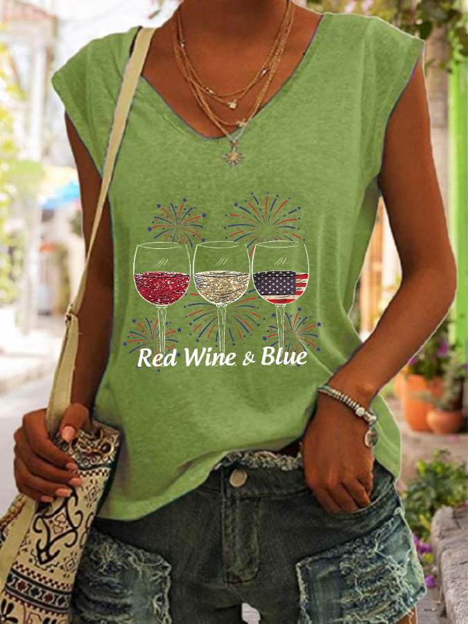 Women's Red Wine and Blue Print Vest