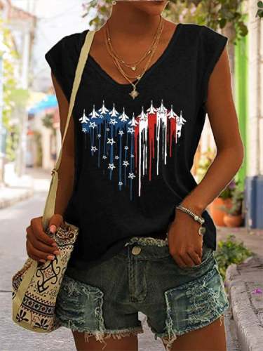 Women's  Flag Independence Day Printed Sleeveless Casual Tank Top