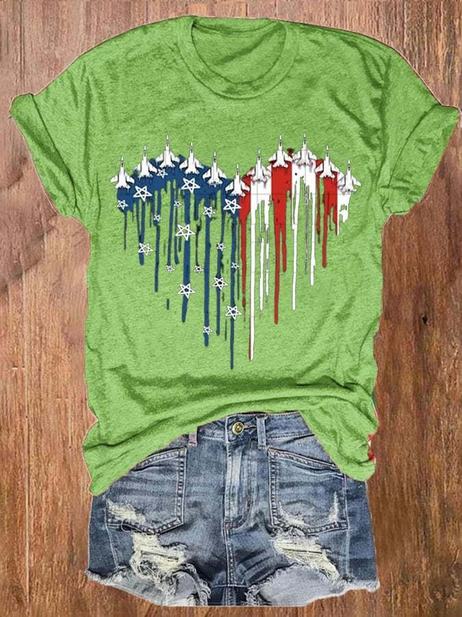 Women's Flag Independence Day Printed Casual T-Shirt No Brand