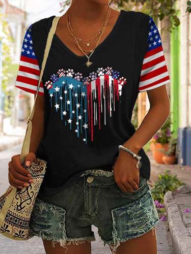 Women's Flag Independence Day Print T-Shirt
