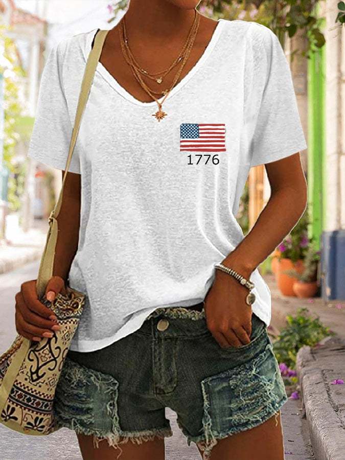Women's American Flag Casual T-Shirt