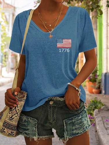 Women's American Flag Casual T-Shirt