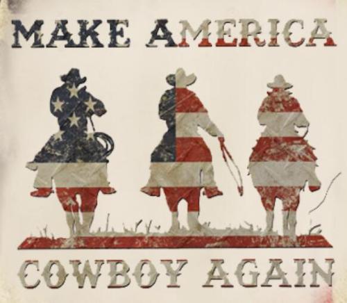 Women's Retro Western Make America Cowboy Again 4th Of July Casual Tee