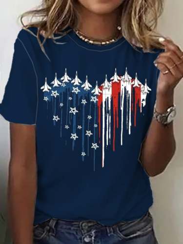 Women's Flag Independence Day Printed Casual T-Shirt