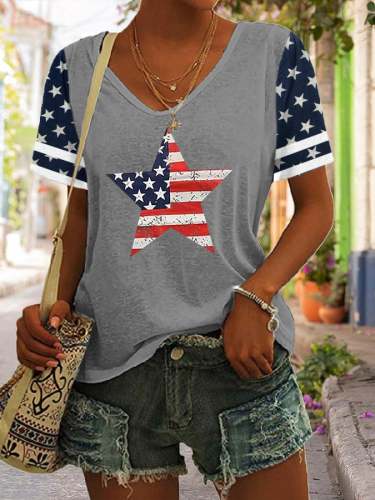 Women'S Independence Day Flag Print T-shirt