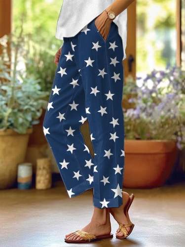Women's Independence Day Casual Pants (With Pockets)