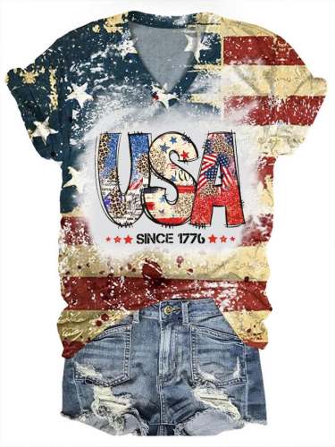 Women's Independence Day USA Since 1776 Print T-Shirt