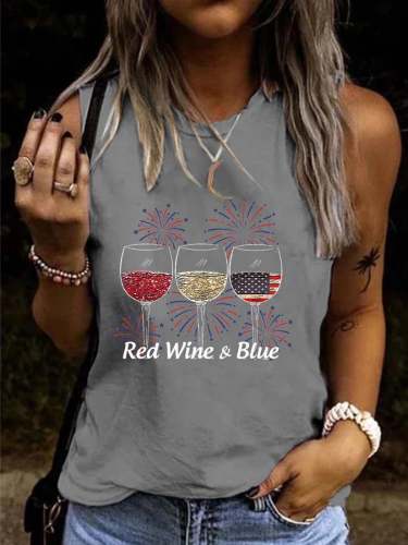 Women's Red Wine and Blue Print Vest