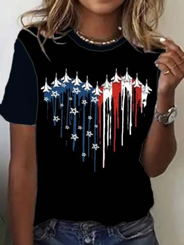 Women's Flag Independence Day Printed Casual T-Shirt