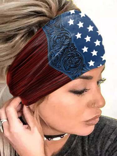 Women'S American Flag Pattern Floral Tassel Art Turban